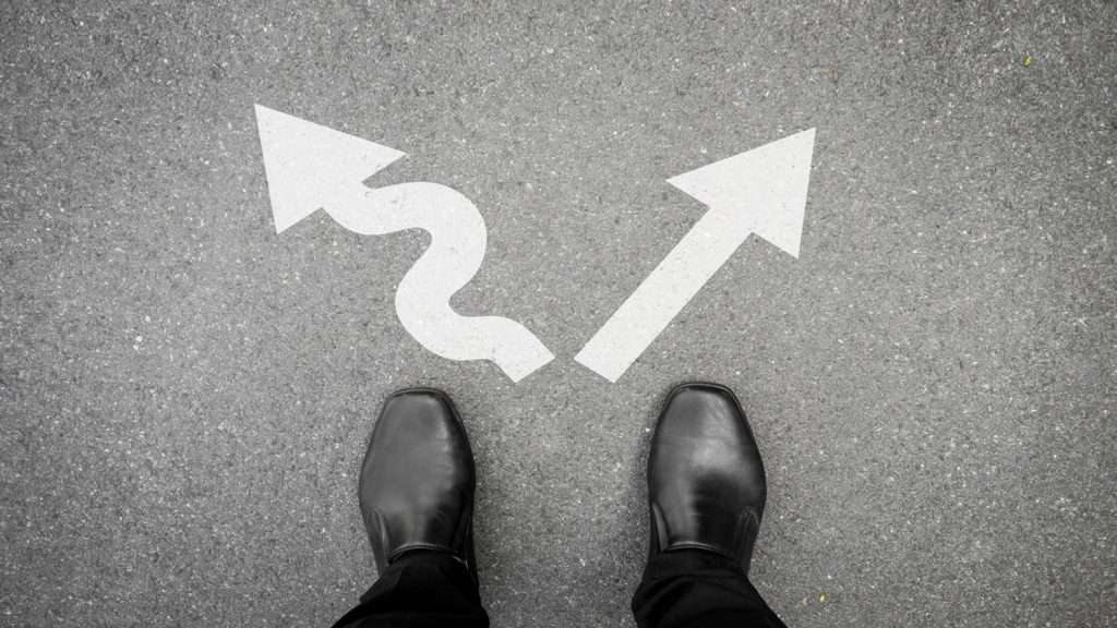 7 8 ch road and mans feet two arrows one straight one wavy