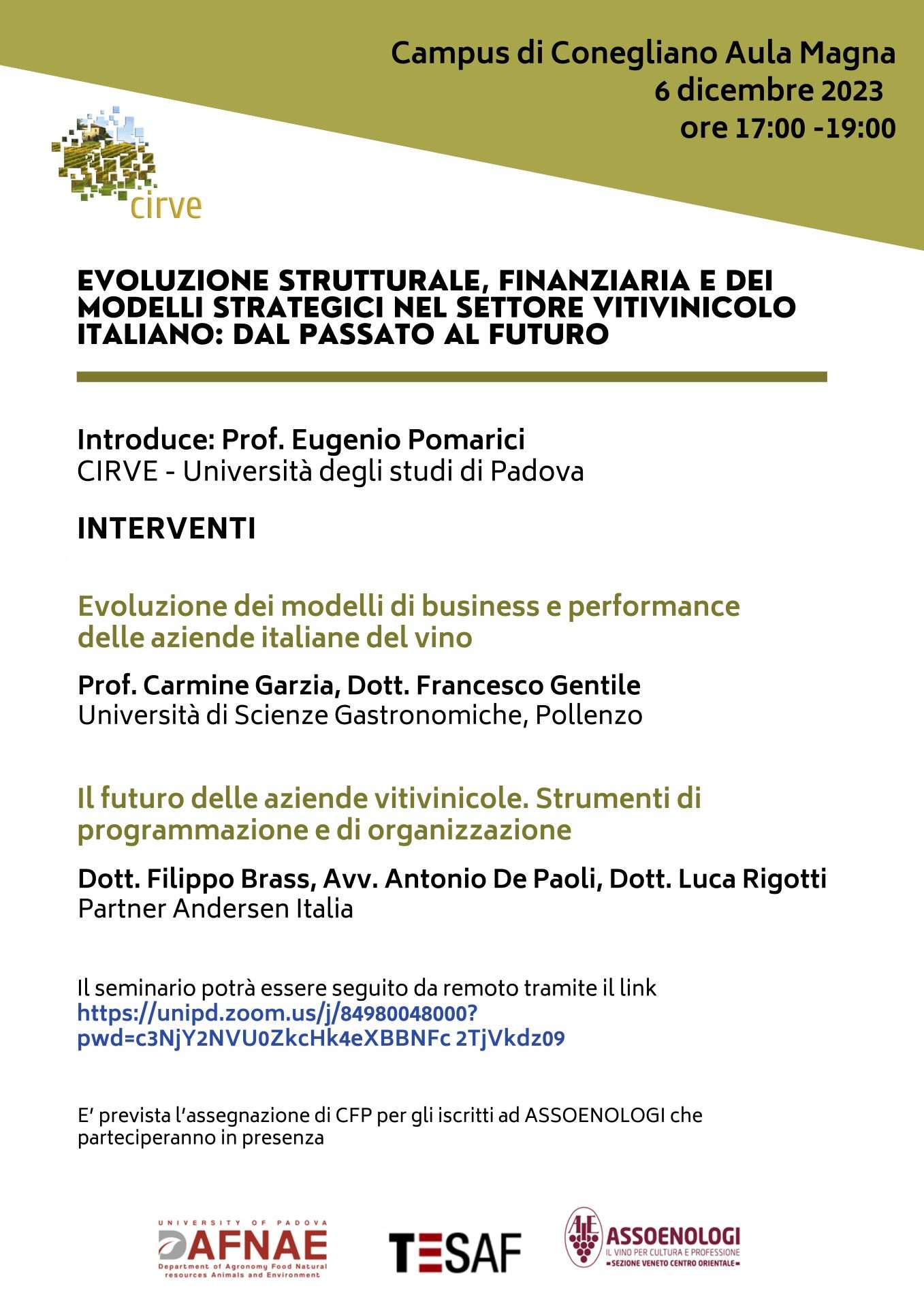 Seminario CIRVE 6 12 23 Dinamica settore VV UNISG Andersen