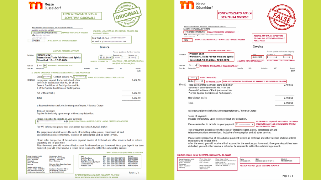 comaprazione fatture prowein truffa