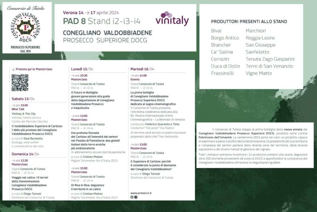 Anteprima della nuova annata del Conegliano Valdobbiadene Prosecco Superiore DOCG a Vinitaly