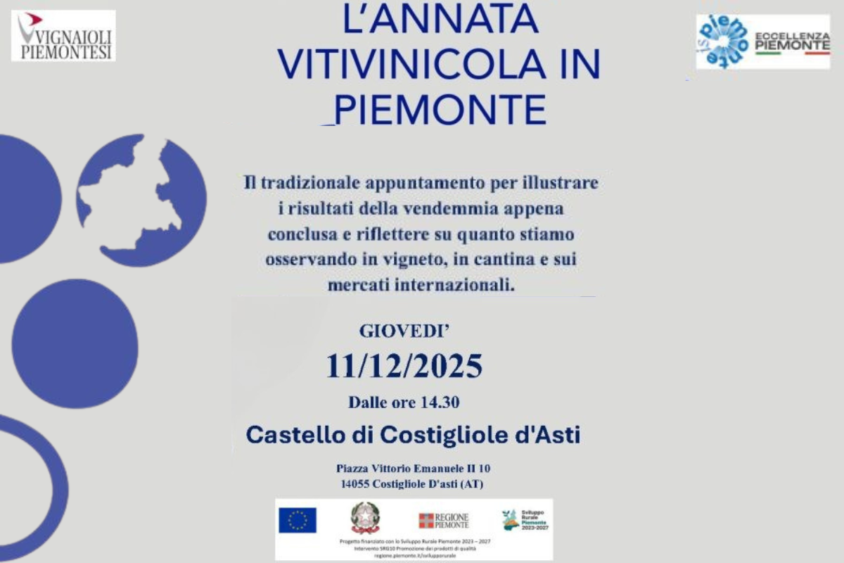 L'annata vitivinicola in Piemonte 2025 un appuntamento che affronta le strategie per competere, dal vigneto al mercato internazionale