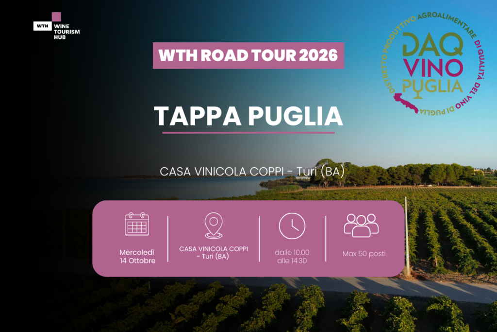 Wine Tourism Hub in Puglia partecipa alla tappa dell’Italy Road Tour 2026 con il Distretto del Vino Puglia